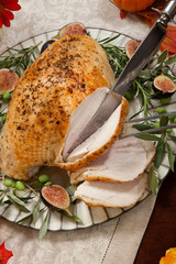 Carving Mediterranean Style Whole Roasted Turkey Breast