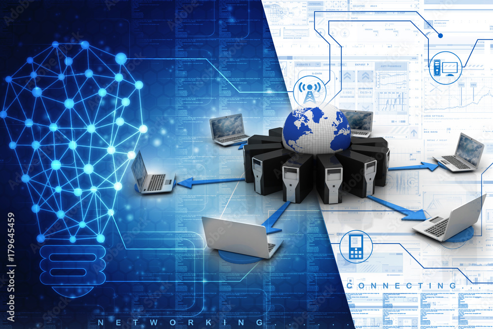Poster 3d rendering technology computer network