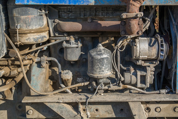 Detailed of an old tractor engine. © mihailgrey