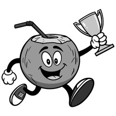 Coconut Water Running with Trophy Illustration