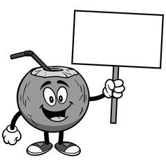 Coconut Water with Sign Illustration