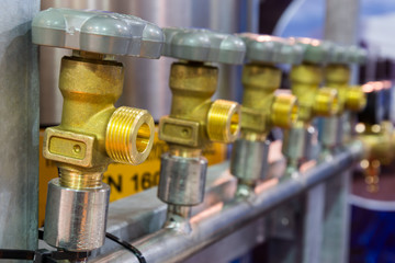 Brass valves for oxygen. 