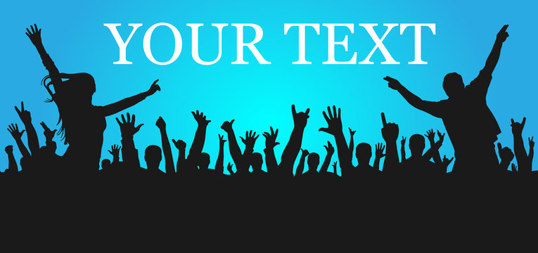 Crowd concert party silhouette vector