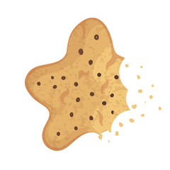 Bitten  chip cookie, cracker, biscuit. Vector illustration