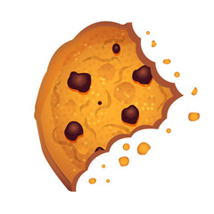  Bitten  chip cookie, cracker, biscuit. Vector illustration