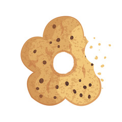  Bitten  chip cookie, cracker, biscuit. Vector illustration