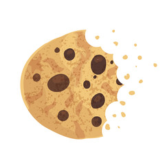  Bitten  chip cookie, cracker, biscuit. Vector illustration