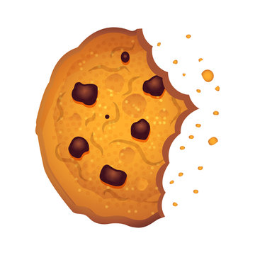  Bitten  chip cookie, cracker, biscuit. Vector illustration