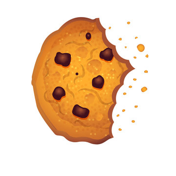  Bitten  chip cookie, cracker, biscuit. Vector illustration