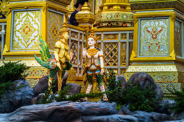 gods Angel Kinnaree and animals in literature are swimming in Anodard Pool.