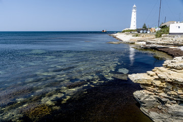 Fototapeta premium Crimea, settlement of Olenyovka, beacon