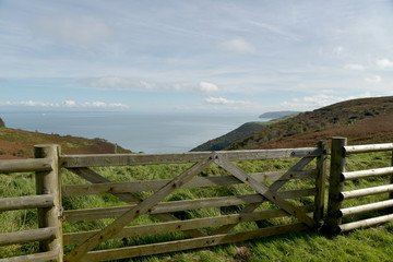 Fototapeta na wymiar View over coast from County Gate, North Devon