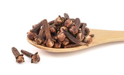 dry spice cloves isolated on white background