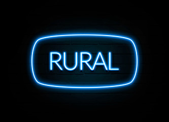 Rural  - colorful Neon Sign on brickwall