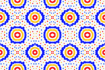 pattern tile. stylish design. interior fashion. fashion. flowers and dots different colors. blue red and yellow