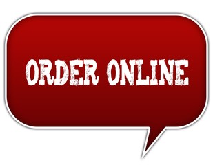 ORDER ONLINE on red speech bubble balloon.