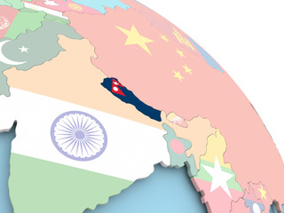 Flag of Nepal on globe