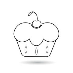 Icon cherry cupcakes with black on a white background.