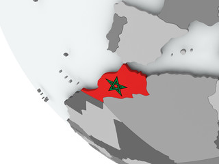 Flag of Morocco on political globe