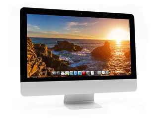 Modern computer screen on white background 3D rendering