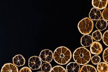 Abstract background of dried orange slices