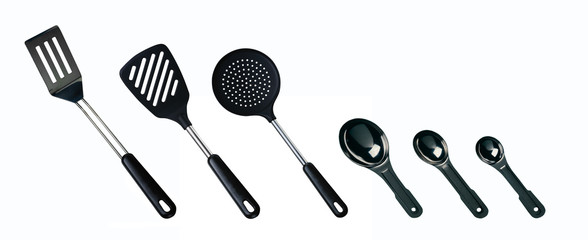 Variety of utensils isolated on white background with clipping path.