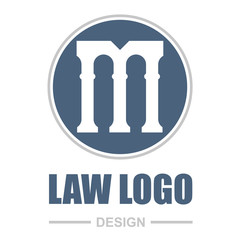 Pillar Logo Design. Letter M. White background.