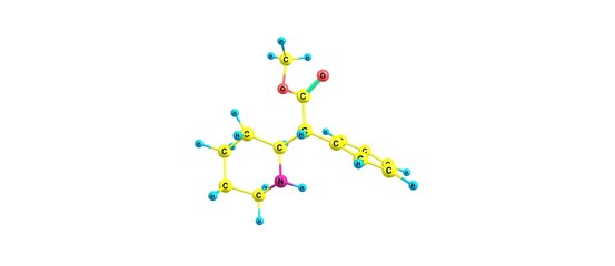 Methylphenidate molecular structure isolated on white
