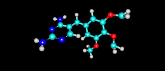 Trimethoprim molecular structure isolated on black