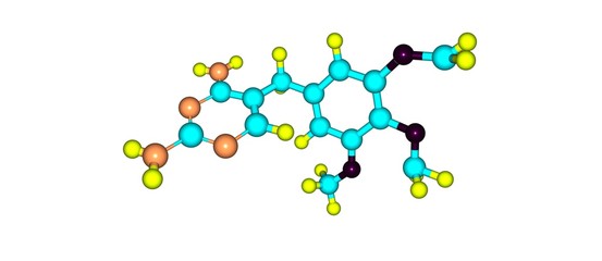 Trimethoprim molecular structure isolated on white