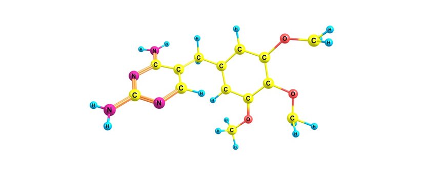 Trimethoprim Molecular Structure Isolated On White