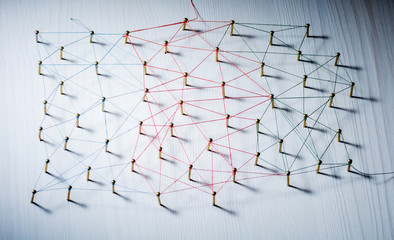Background. Abstract concept of network, social media, internet, teamwork, communication. Nails...