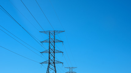 Power Lines against Blue Sky