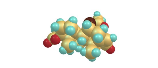 Spironolactone molecular structure isolated on white