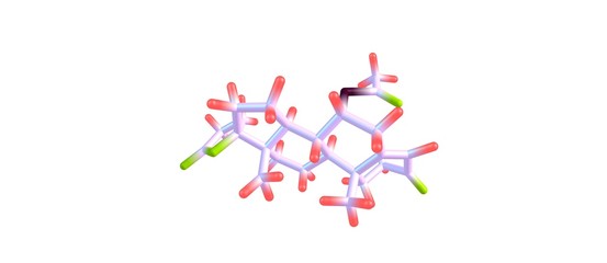 Spironolactone molecular structure isolated on white