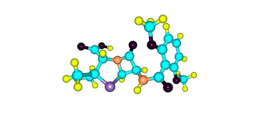 Fototapeta na wymiar Meticillin molecular structure isolated on white