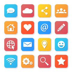Set of social networking icons. Flat design style. Isolated on white background.	
