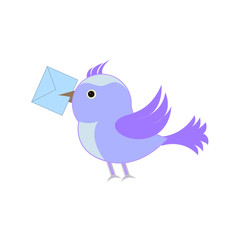 A postal bird with a letter. Vector illustration. EPS10