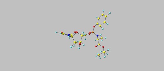 Sofosbuvir molecular structure isolated on grey