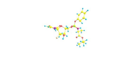 Sofosbuvir molecular structure isolated on white