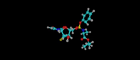 Sofosbuvir molecular structure isolated on black