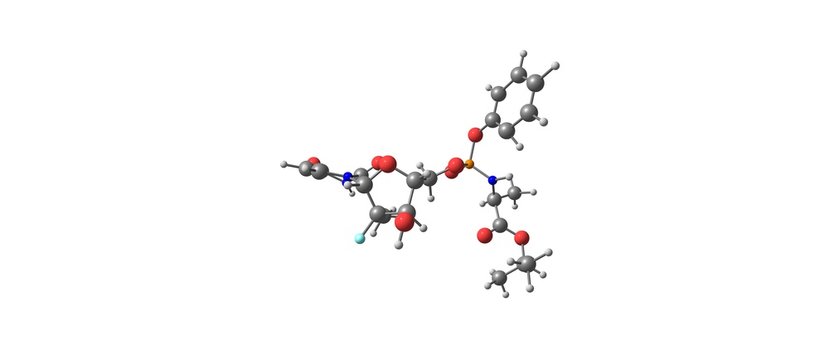Sofosbuvir molecular structure isolated on white