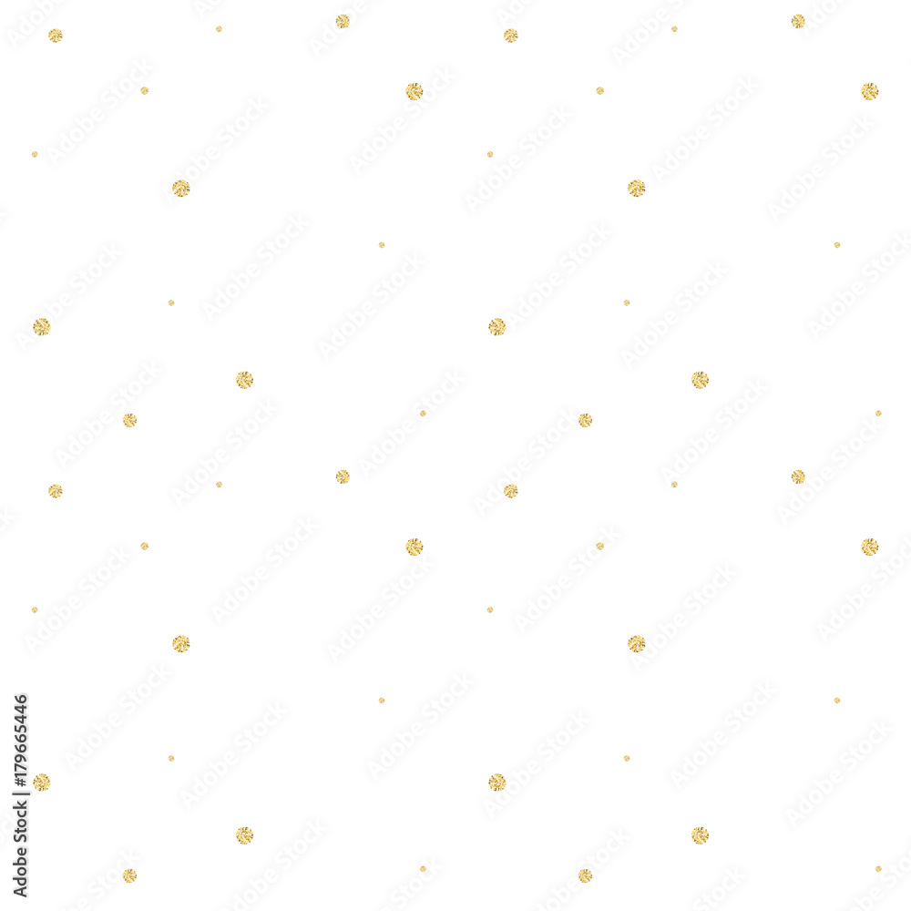 Poster Golden confetti pattern. Modern abstract vector seamless background with small gold texture dots . Perfect for festive party invitations, greeting cards and wrapping paper.