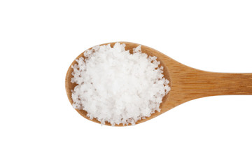 Fototapeta na wymiar Sea salt in wooden spoon