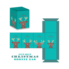 Christmas goodie bag cut-out box with reindeer