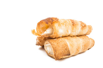 puff pastry with cream isolated