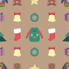 Seamless pattern with Christmas elements on light background