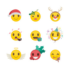 Set of Christmas/New Year's funny smileys
