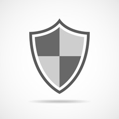 Gray shield icon. Vector illustration.