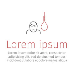 Rope hanging loop. Vector of rope noose with hangman's knot. Death penalty by hanging.